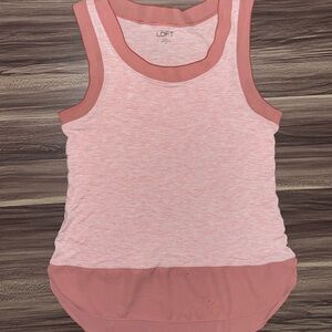 Ann Taylor Loft pink tank with mauve trim.